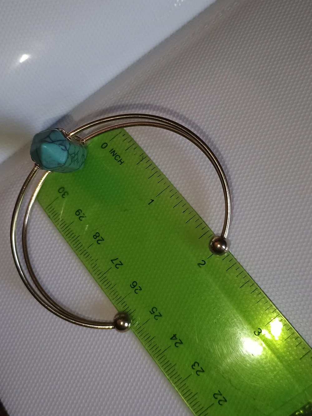 Rose Gold Wire Cuff Bracelet with Turquoise Stone